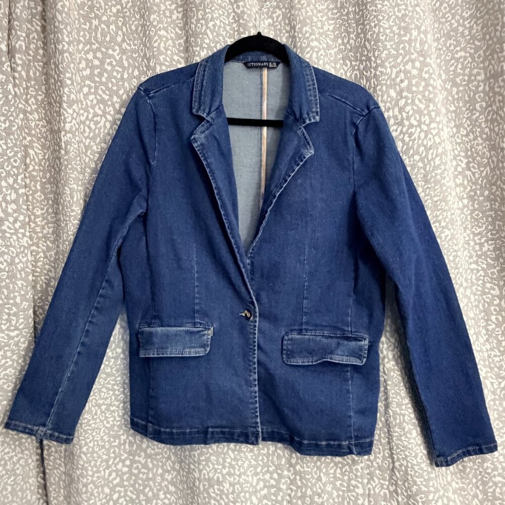 Dictionary Medium Wash Denim Blazer - Size XL